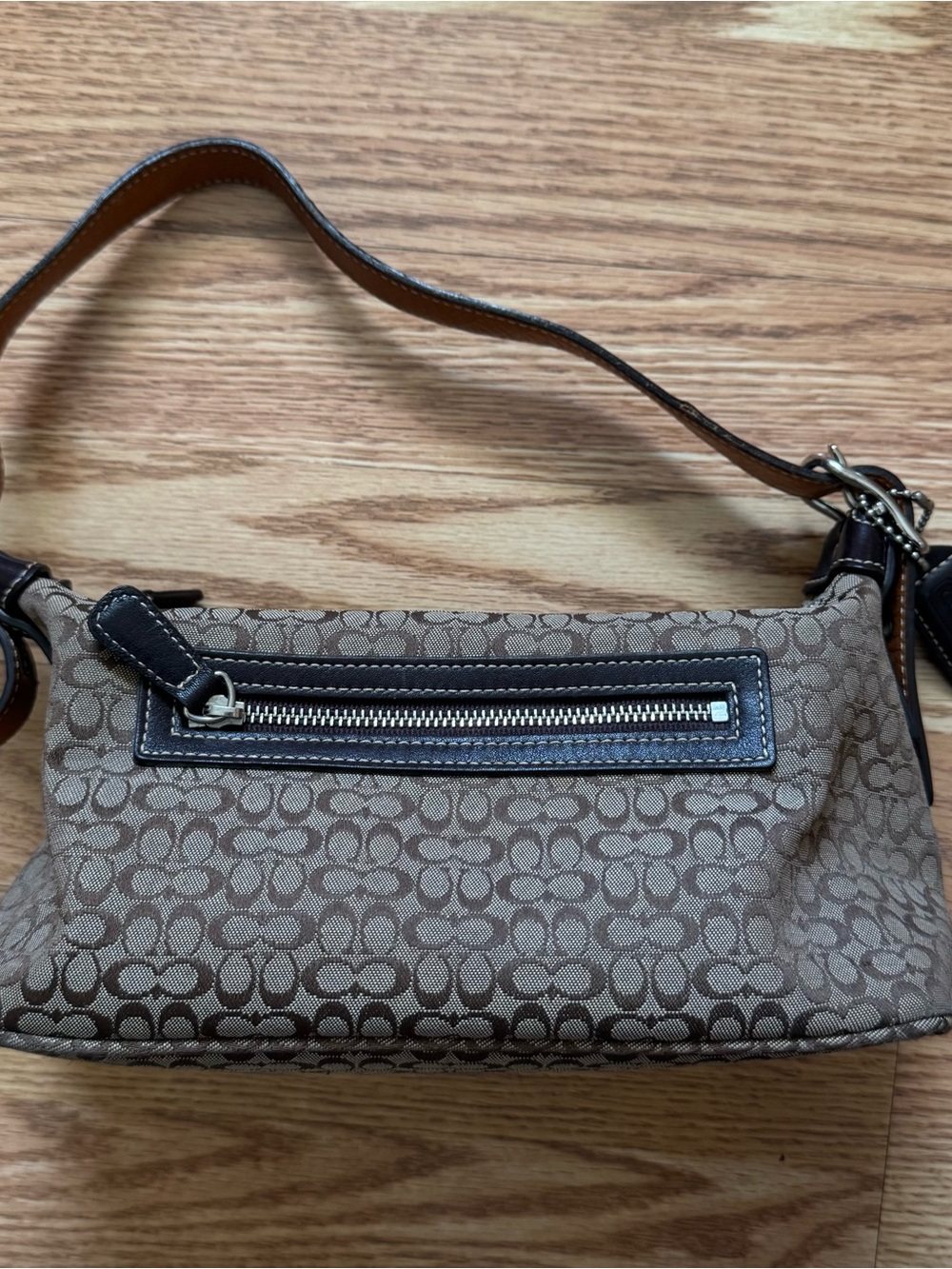 Coach Signature Jacquard Brown Shoulder Bag